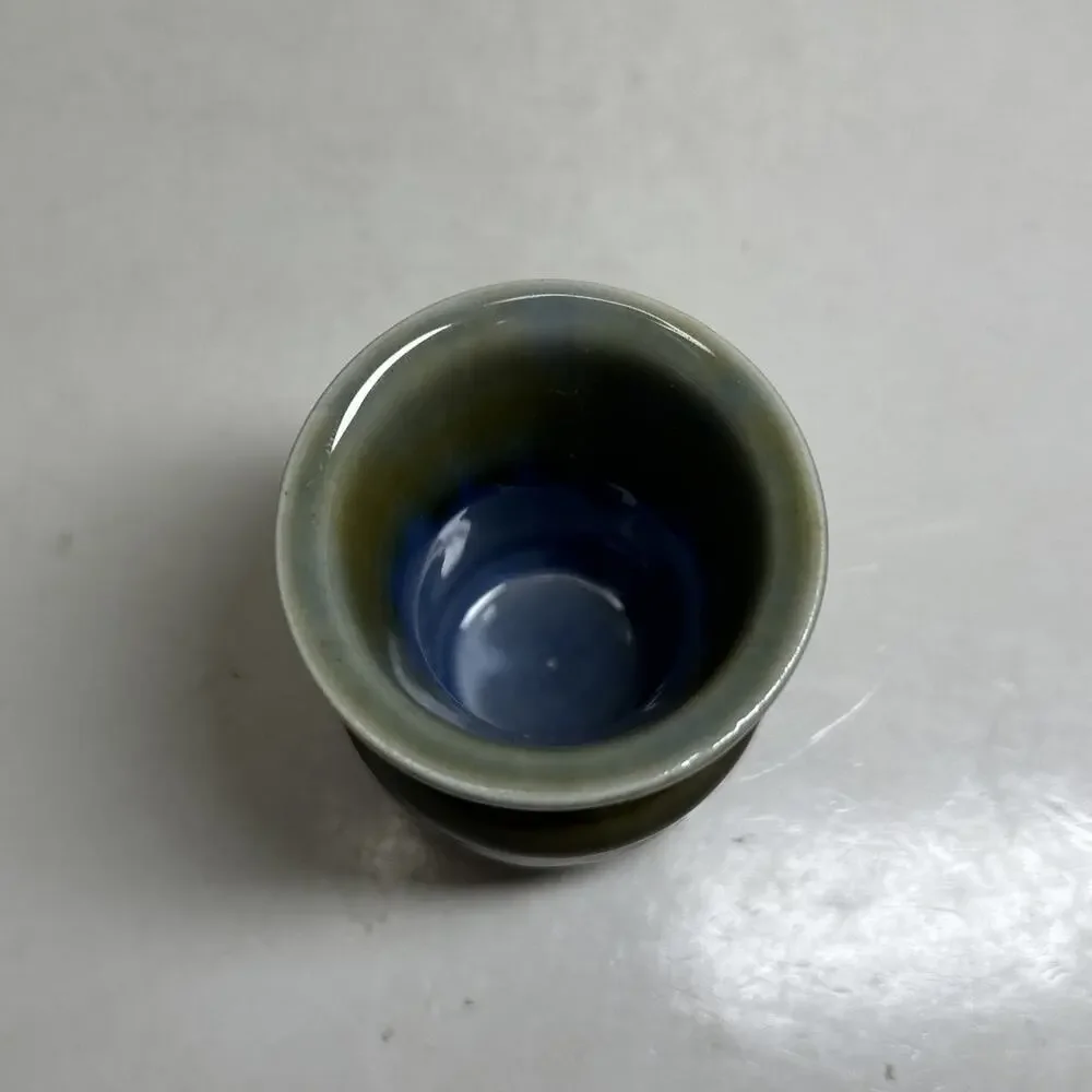 Wade Irish Porcelain Toothpick Holder, Shot Glass, Green Blue Clovers Ireland